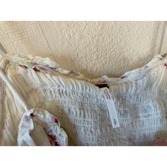 Free People Kaia White Floral Cottage Core Set Midi Skirt Spaghetti Strap Top Sm - Picture 13 of 16